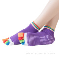 wholesale five toes colorful cotton yoga grip socks